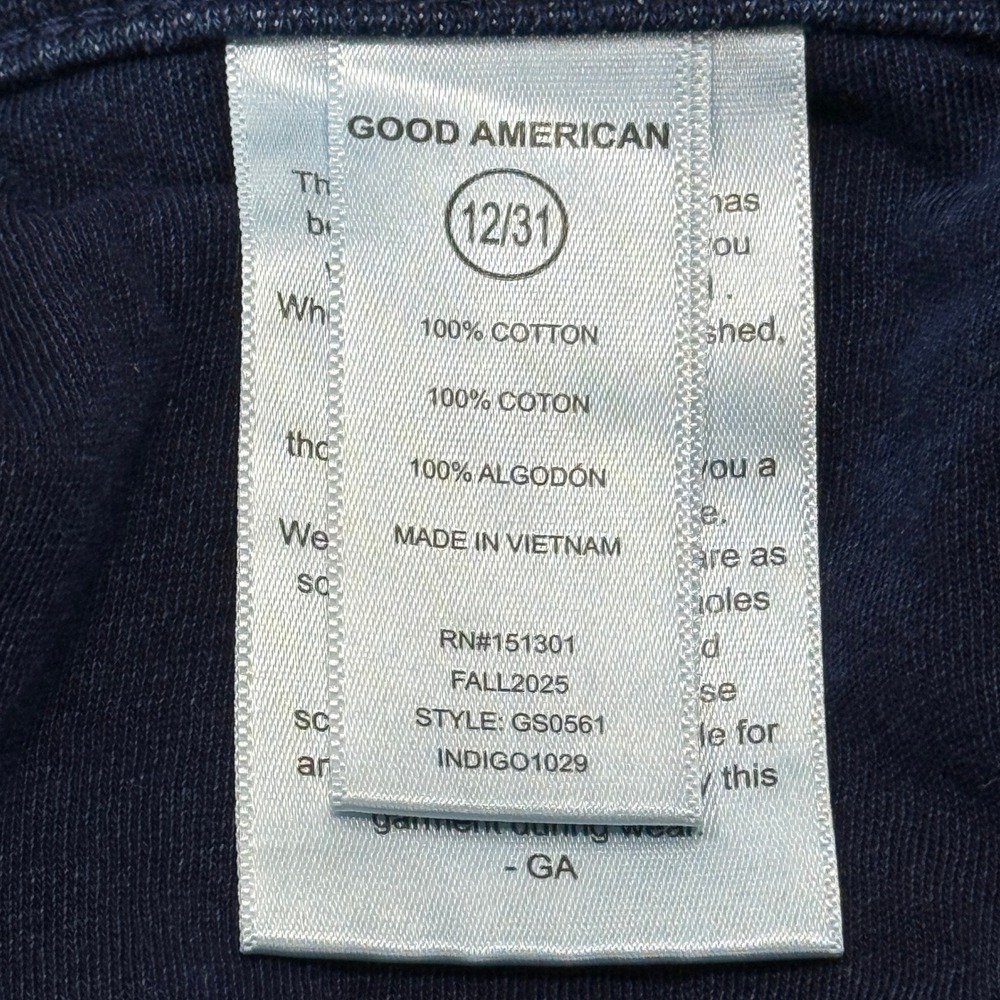 Good American Indigo Barrel Leg Jeans High Rise 100% Cotton Womens 12/31 NWT - Picture 4 of 10